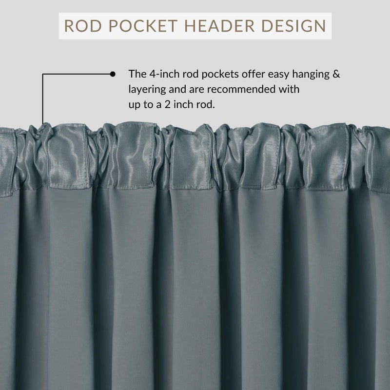 Elrene All Seasons Room-Darkening Waterfall Window Valance, Accessory for Bedroom or Living Room Windows with Rod Pocket Tabs, 52" x 36", Dusty Blue, 1 Valance - Image 2